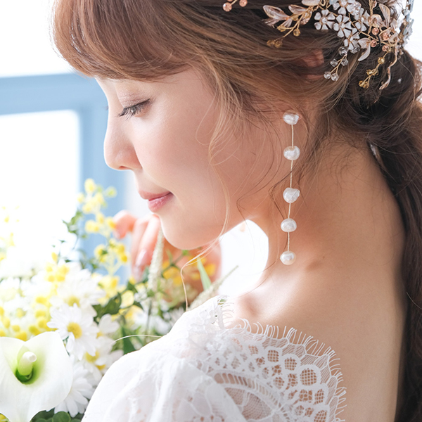 送料無料 クリックポスト ブライダルピアス パール ラインピアス ゴールド Q2 ウェディングイヤリング ウェディングピアスならpiary ピアリー