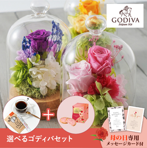 【送料無料】母の日フラワーギフト ボーテS 選べるゴディバとコーヒーセット
