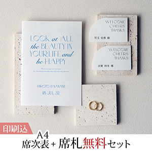 タイプ センチュリーブルー 【印刷込】A4席次表＋席札無料セット