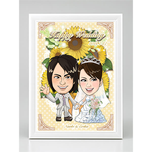 水彩似顔絵ウェルカムボード【A3サイズ・水彩画・フレーム付き