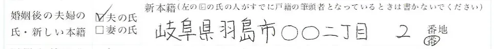 6. 婚姻後の夫婦の氏と新しい本籍｜名字を選択して新本籍地の場所を書く