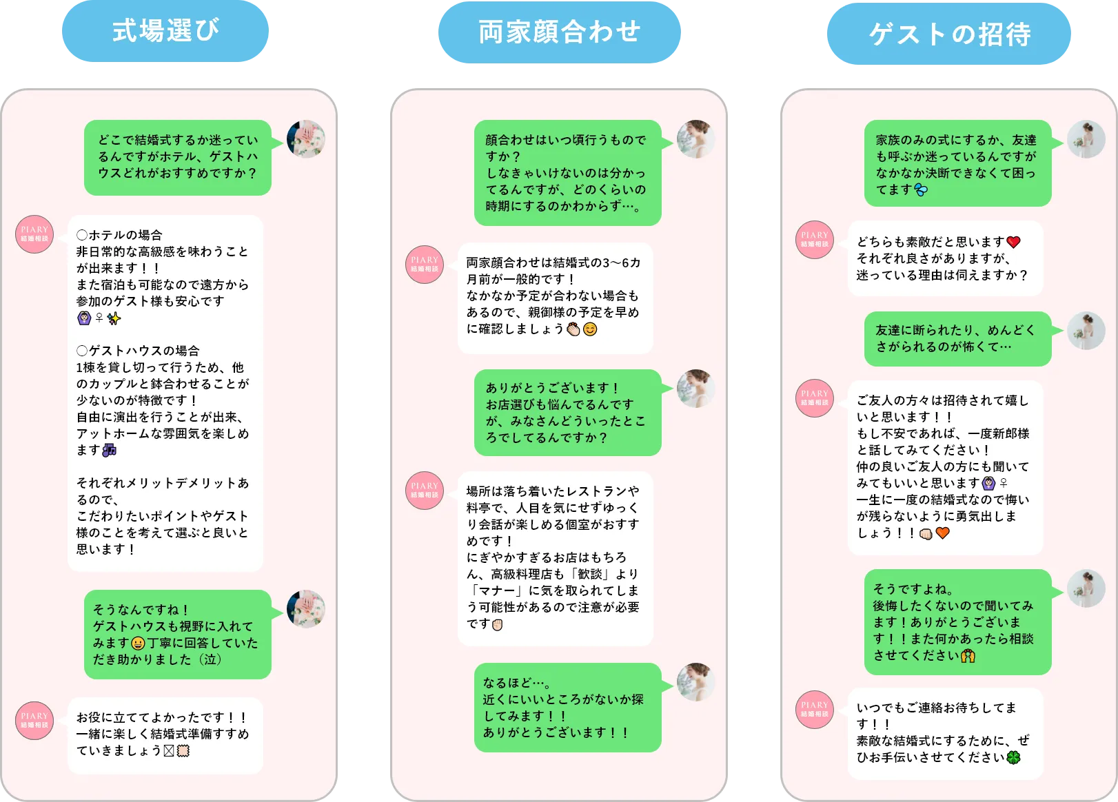 式場選び 両家顔合わせ ゲストの招待