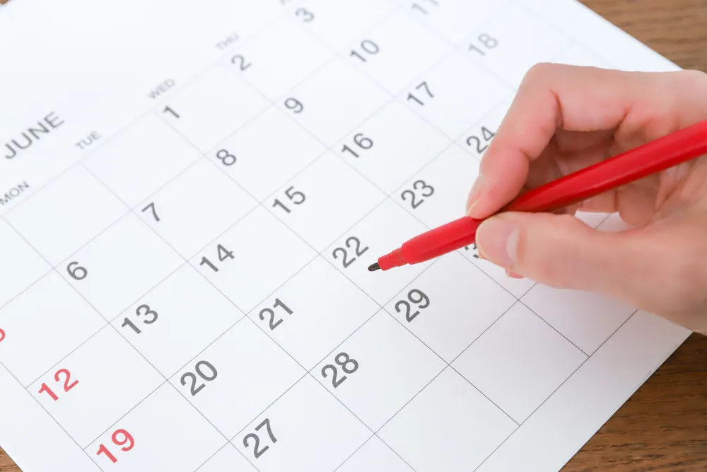 カレンダーで日にちの確認