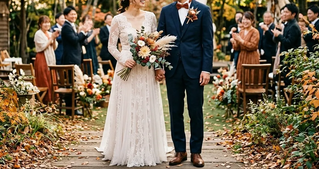 秋の結婚式に映える新郎新婦の衣装選び