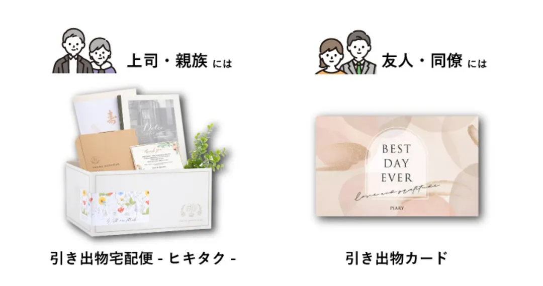 引き出物カードタイプと「ヒキタク」を併用する贈り分けが人気！