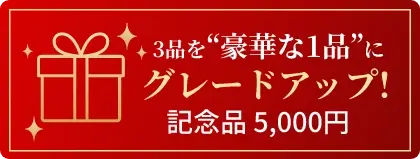 3品を豪華な1品（記念品5,000円）にグレードアップ
